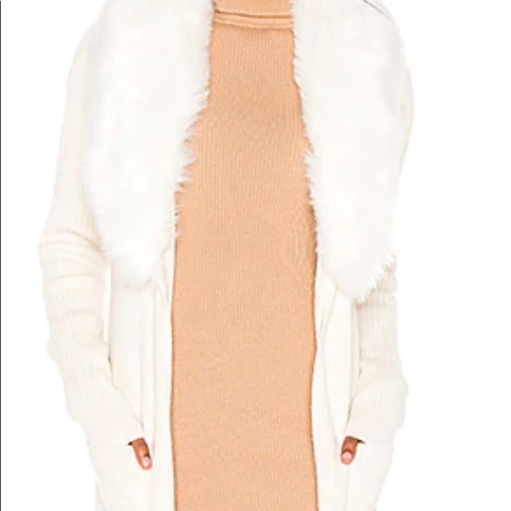 Long faux fur sweater jacket
